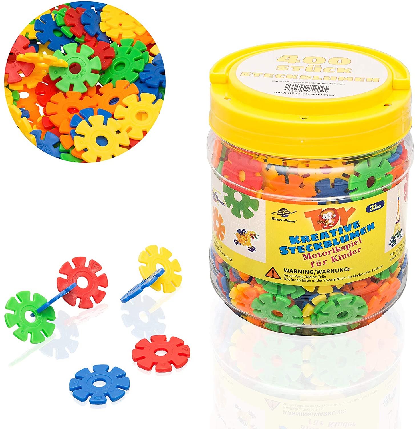 Smart Planet® 400 Flowers In Tin – Snowflakes For Plugging 3.3 Cm – Childre