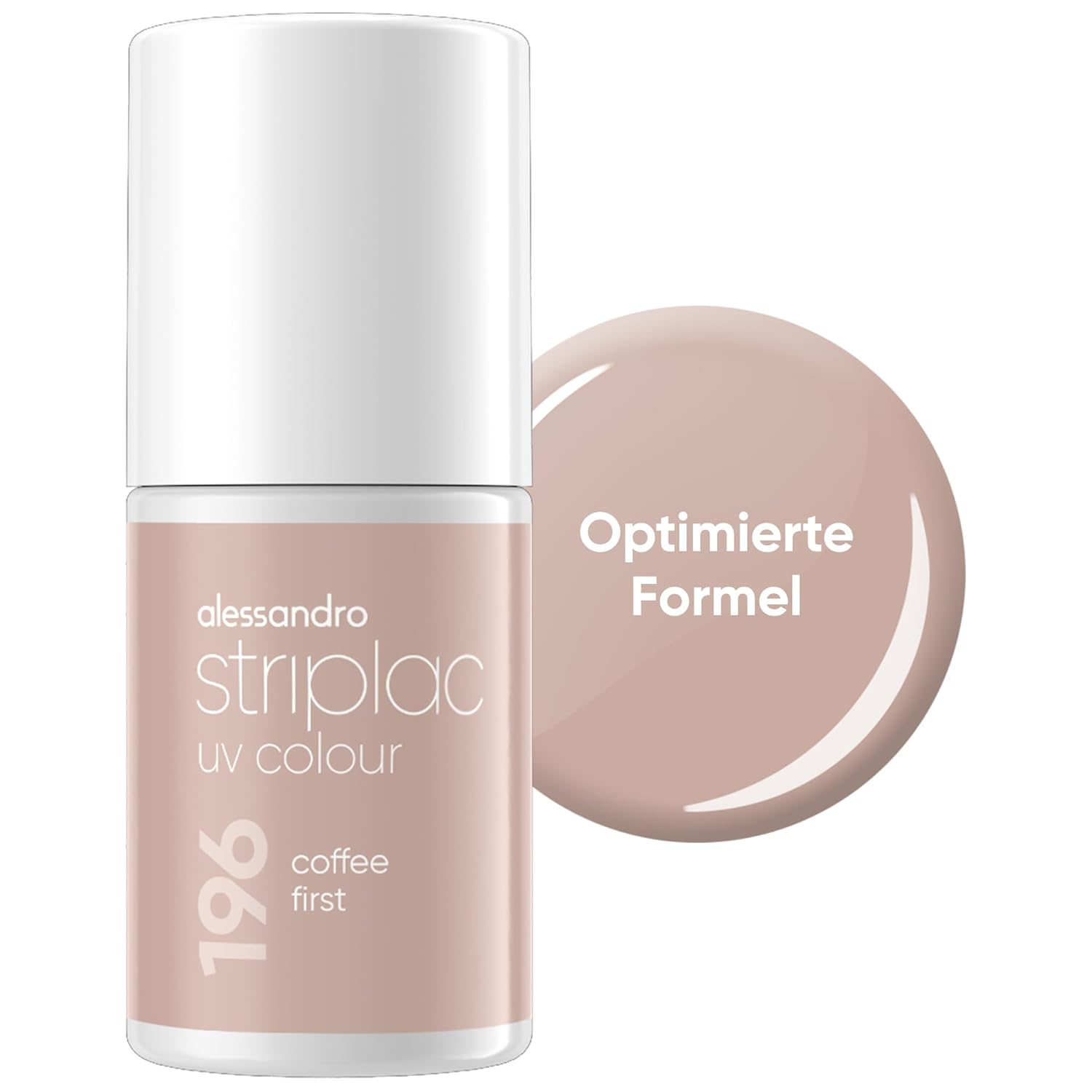 alessandro Striplac Coffee First UV Nail Polish, Opaque & Scratch-Resistant for up to 15 Days, Easy to Apply, Gentle Peel Off Technology, Vegan, Brown, 6.5 ml