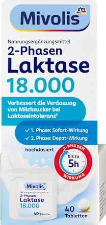 Mivolis Lactase 18,000 2-phase tablets, 40 tablets, 20 g