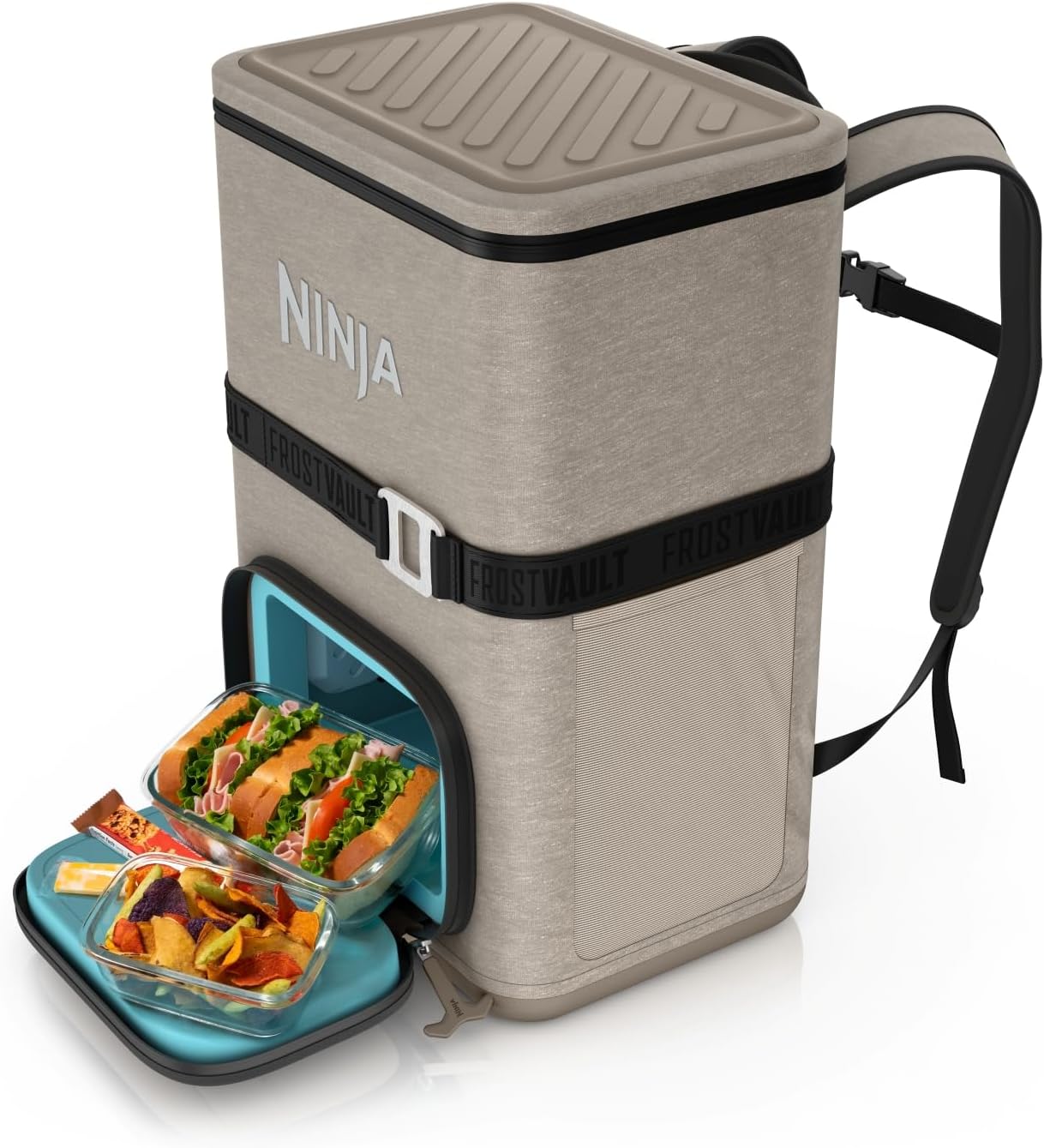 Ninja FrostVault Go Outdoor Flexible 23 Litre Cooler Backpack with Cold Dry Zone for 36 Cans, Sand Beige FF136EUUKCS