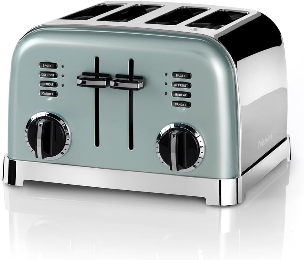 Cuisinart 4 Slice Toaster, Wide Slots, Ideal for Thick Bread and Bagels, 6 Browning Levels Plus Defrosting, Wide Slots, High Lift Lever, Matching Kettle Available, Pistachio Green