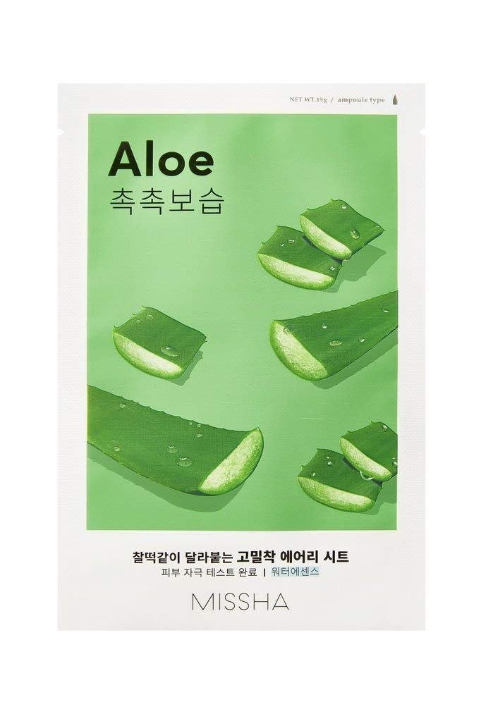 MISSHA Airy Fit Sheet Mask Aloe Vera Face Mask Cloth Mask Water Type Dry Skin Moisture 1 Piece