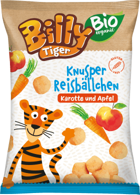Billy Tiger Children's snack Knusper rice balls carrot & apple, from 3 years, 30 g