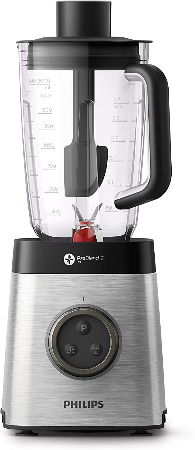 Philips Domestic Appliances Philips hr3653/00 - Mixer Bowl made of Tritan, Extremely Durable, 2.2 L, Pro Blend 6 3D, Program for Smoothies, 1400 W, 35000 rpm, Stainless Steel