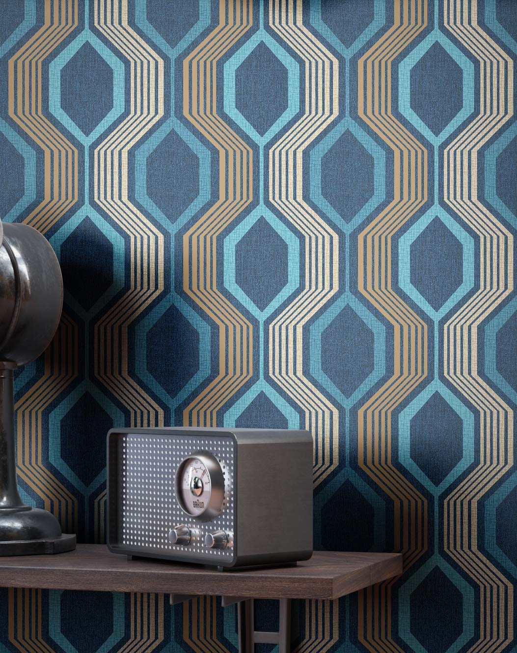 Newroom Design Newroom Graphic Blue Graphic Graphic Graphic Non-Woven Wallpaper, Blue Non-