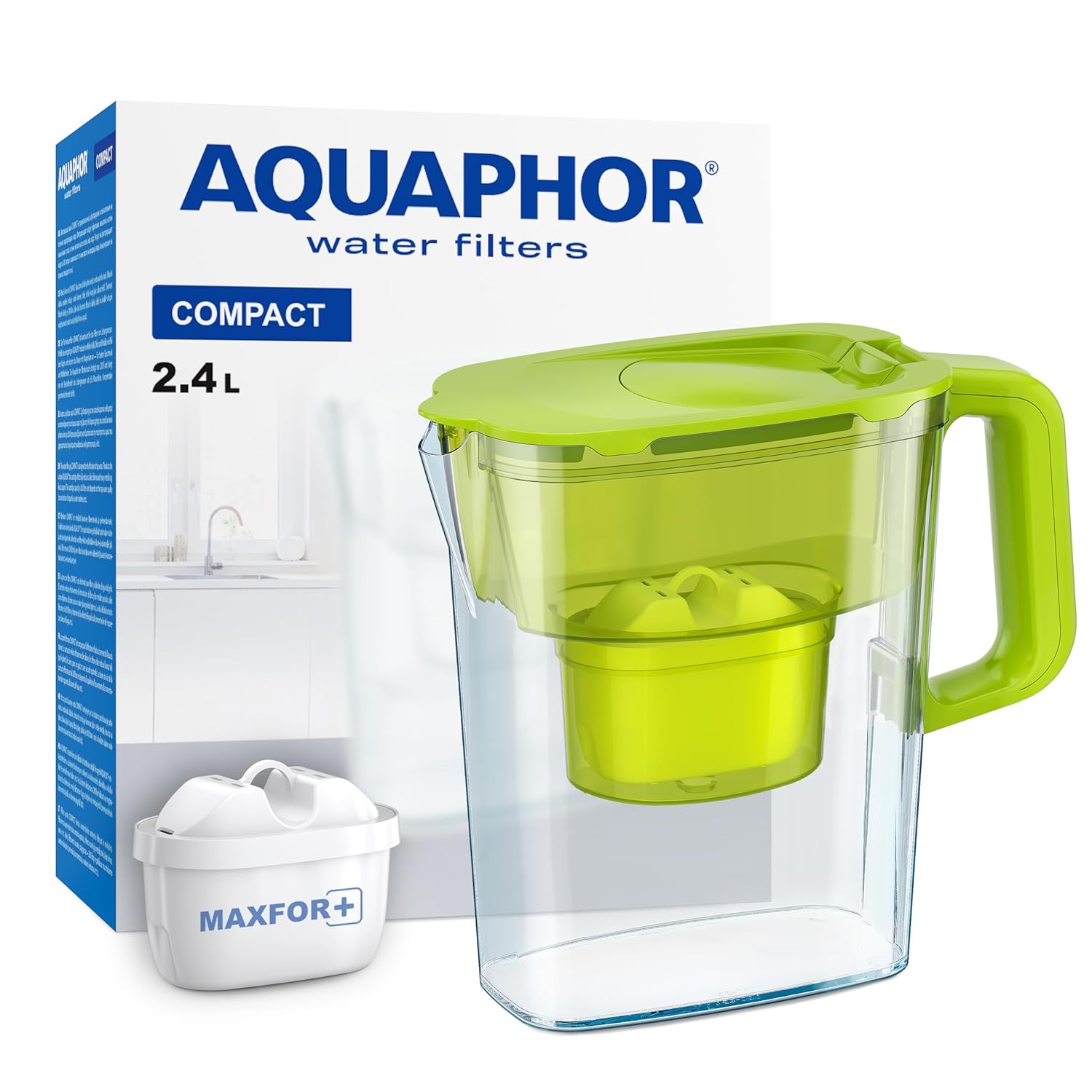 AQUAPHOR Compact Water Filter with 1 Cartridge Maxfor+ 200 L - 2.4 L - Green