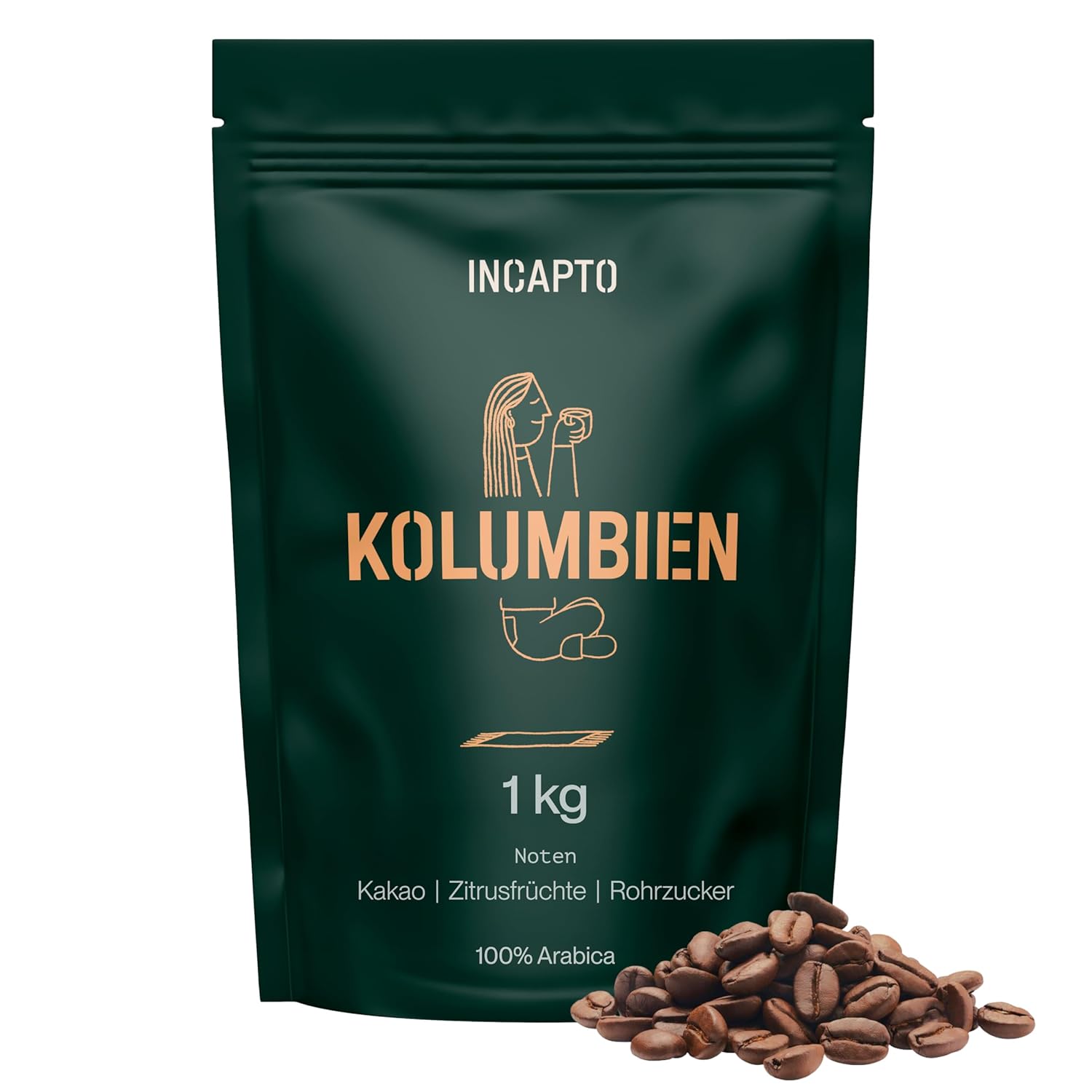 Incapto Specialty Coffee Beans | Single Origin Colombia | Espresso 100% Arabica | Specialty Coffee 84 Points SCA | Traditional Roasted Bean Coffee | Plantation Huila, Cadefihuila, 1kg
