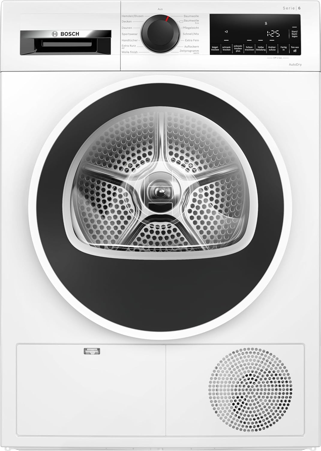 Bosch Heat Pump Dryer for 9 kg Laundry, Series 6, 259 kWh per Year, Auto Dry, Anti Vibration Design, Sensitive Drying System, Environmentally Friendly Coolant, White, WQG241000