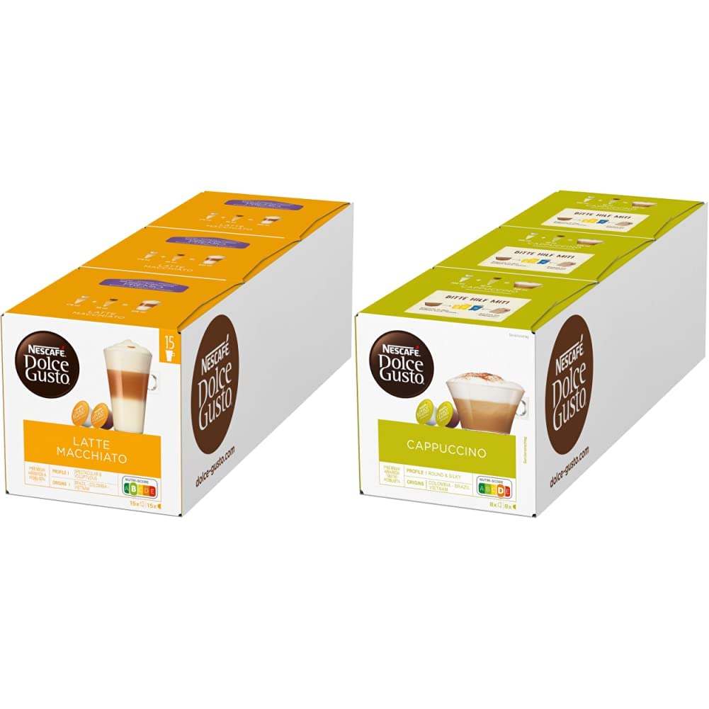 NESCAFÉ Dolce Gusto Latte Macchiato Storage Box, 90 Coffee Capsules (Aromatic Espresso, 3-Layer Delicacy Made of Fine Milk Foam & Cappuccino, 48 Coffee Capsules