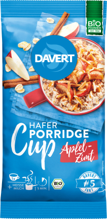Davert Snack Porridge Cup Apple-cinnamon, 65 g