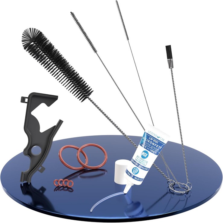 LOBENSWERK Large Care Kit [Includes Video Installation Instructions] for Siemens EQ5 EQ6 EQ7 EQ8 + Bosch Veron & Neff Cleaning Brushes, Silicone Grease, Heat Resistant Silicone Mold Seal & O-Rings
