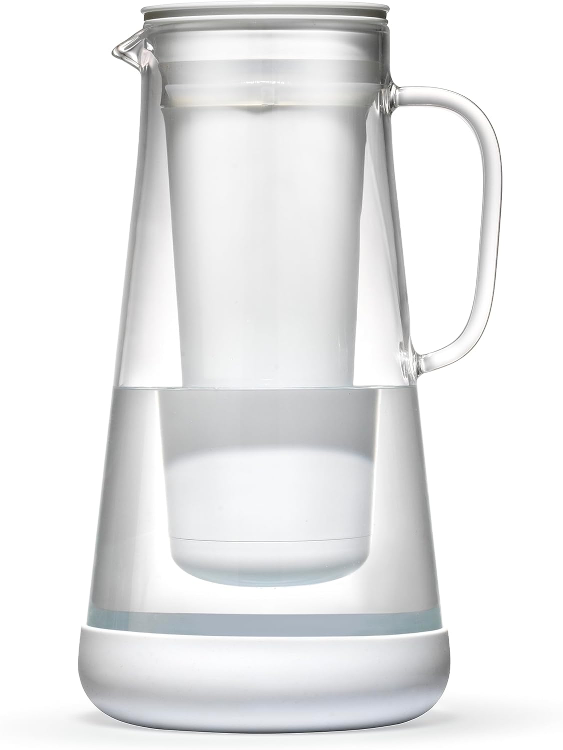 LifeStraw Store LifeStraw Home Silicone Based Glass Water Filter Jug - Provides Protection Against Bacteria, Parasites, Microplastics, Lead, Mercury, PFAS and Other Chemicals - 1.6 Liter, White (White)