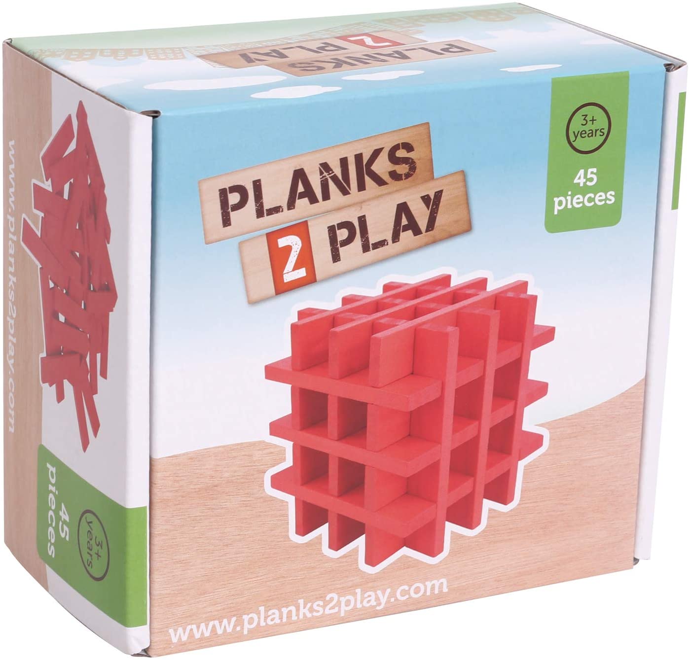 New Classic Toys Planks 2 Play - 45 Planks - Red