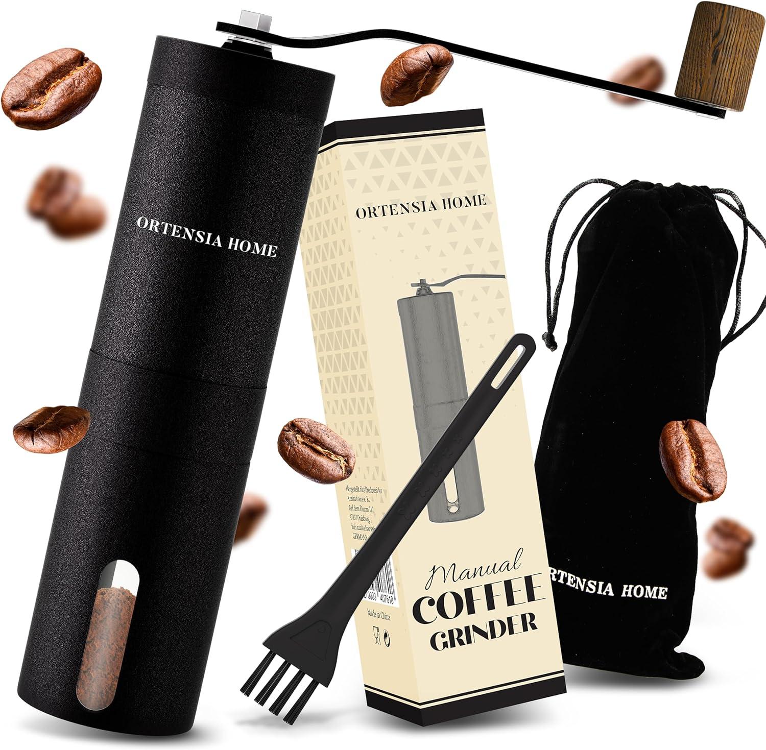 ortensia home Manual Coffee Grinder with Adjustable Ceramic Cone Grinder Made of 304 Stainless Steel Indoor and Outdoor Manual Coffee Grinder with Cone Grinder Manual Coffee Grinder
