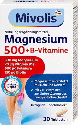 Mivolis Magnesium 500 + B vitamins 2-phase depot tablets, 30 tablets, 45 g