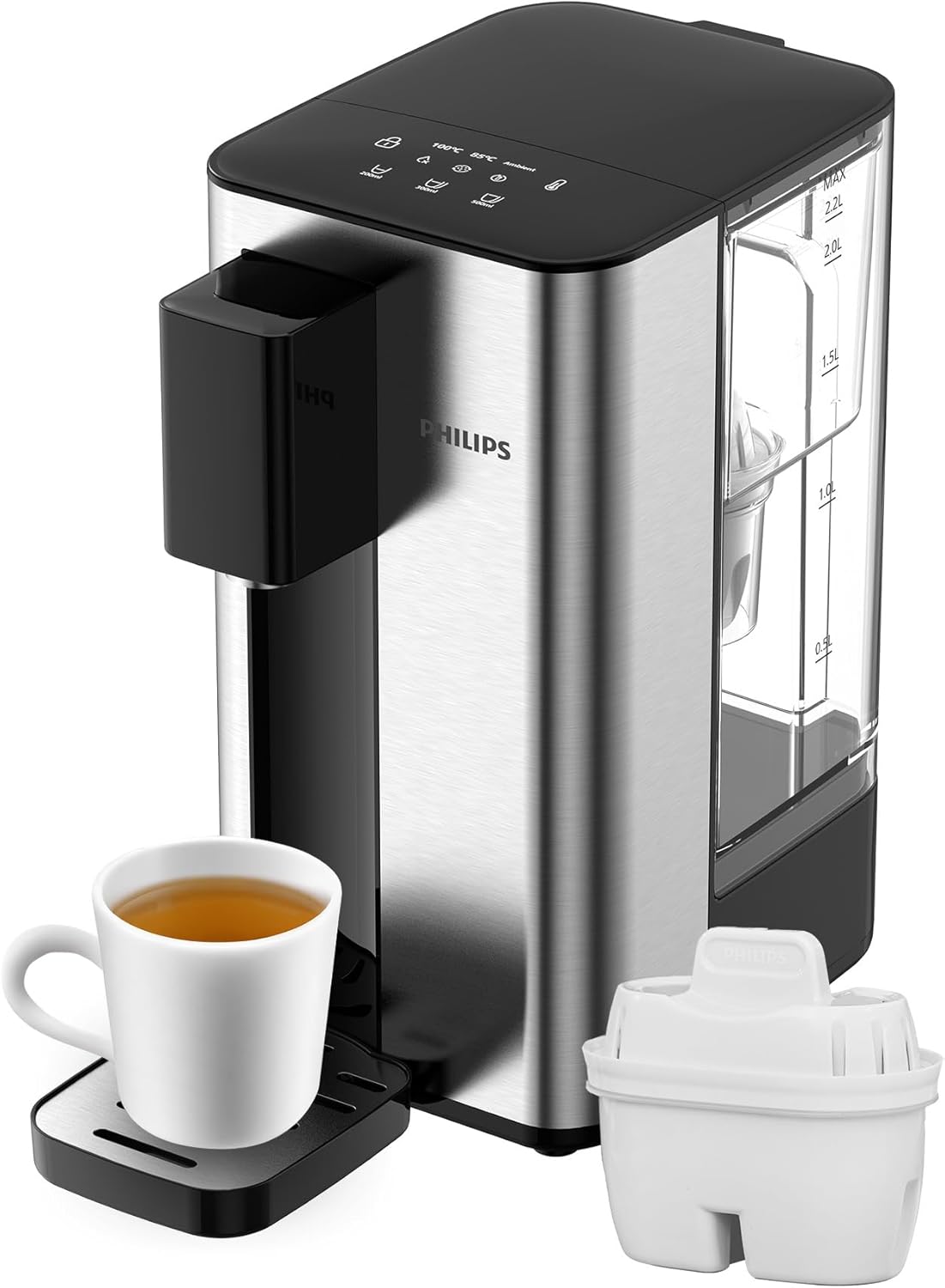 Philips Water Station, Hot Water Dispenser, Filtered Water Hot and Natural Temperature, 2.2L Capacity, 3 Temperature/Volume Presets, Boiling Water at the Touch of a Button, Touch Screen