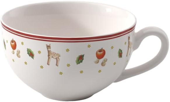 Villeroy and Boch 300 ml Toy\'s Delight Latte Coffee Mug, Premium Porcelain, White/Red