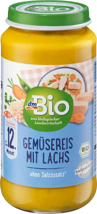 dmBio Vegetable rice with salmon from the 12th month, Demeter, 250 g