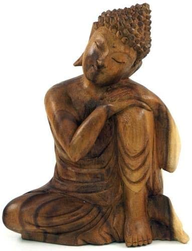 Guru-Shop GURU SHOP Sitting Buddha Wooden Buddha Statue Handmade 30 cm Design 12 Brown Buddha