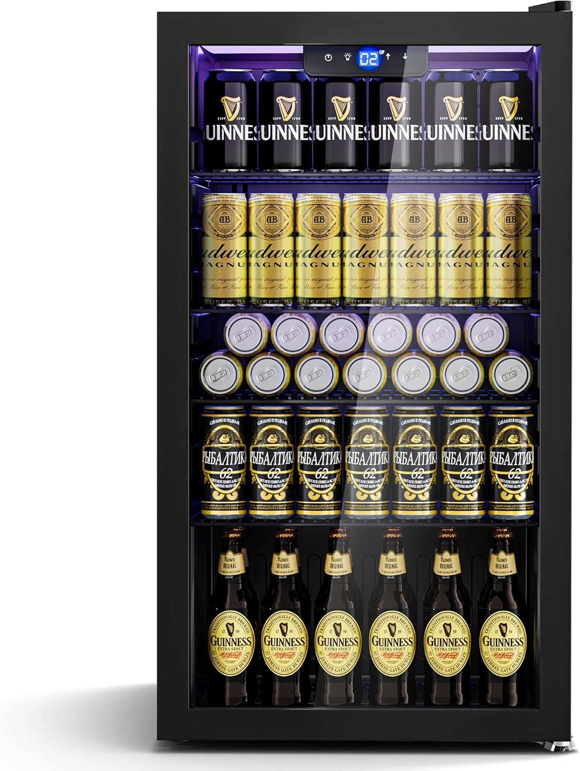 95 L Drinks Fridge with Climate Cooling | New: Even Cooling & Frost-Free | 4 Adjustable Shelves for 130 Cans | For Bar, Office & Household