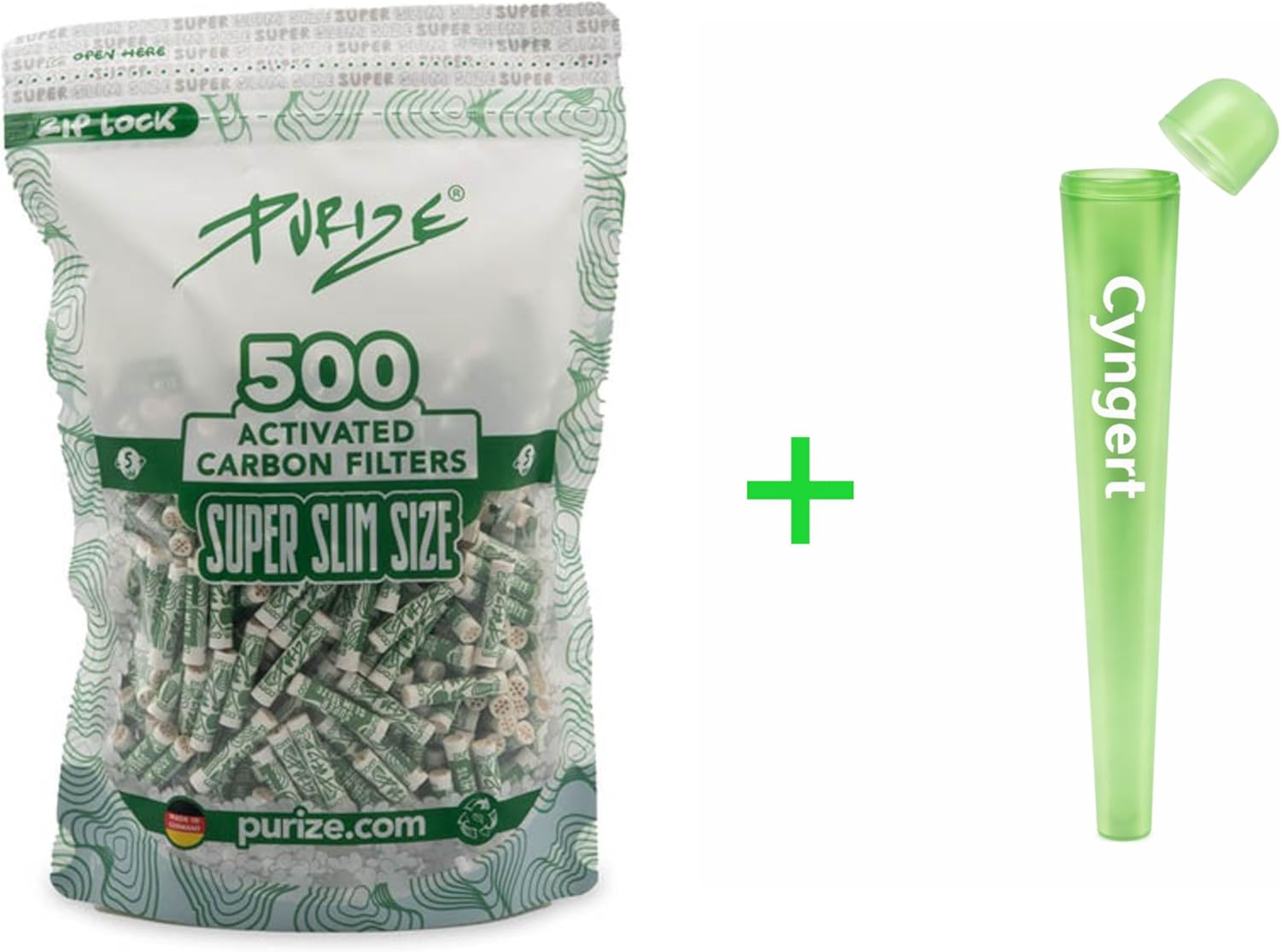 PURIZE Store PURIZE 500 Super Slim Size 5 mm Bag - Premium Activated Carbon Filter - Effective Pollutant Filtering - Made in Germany + Transport Case