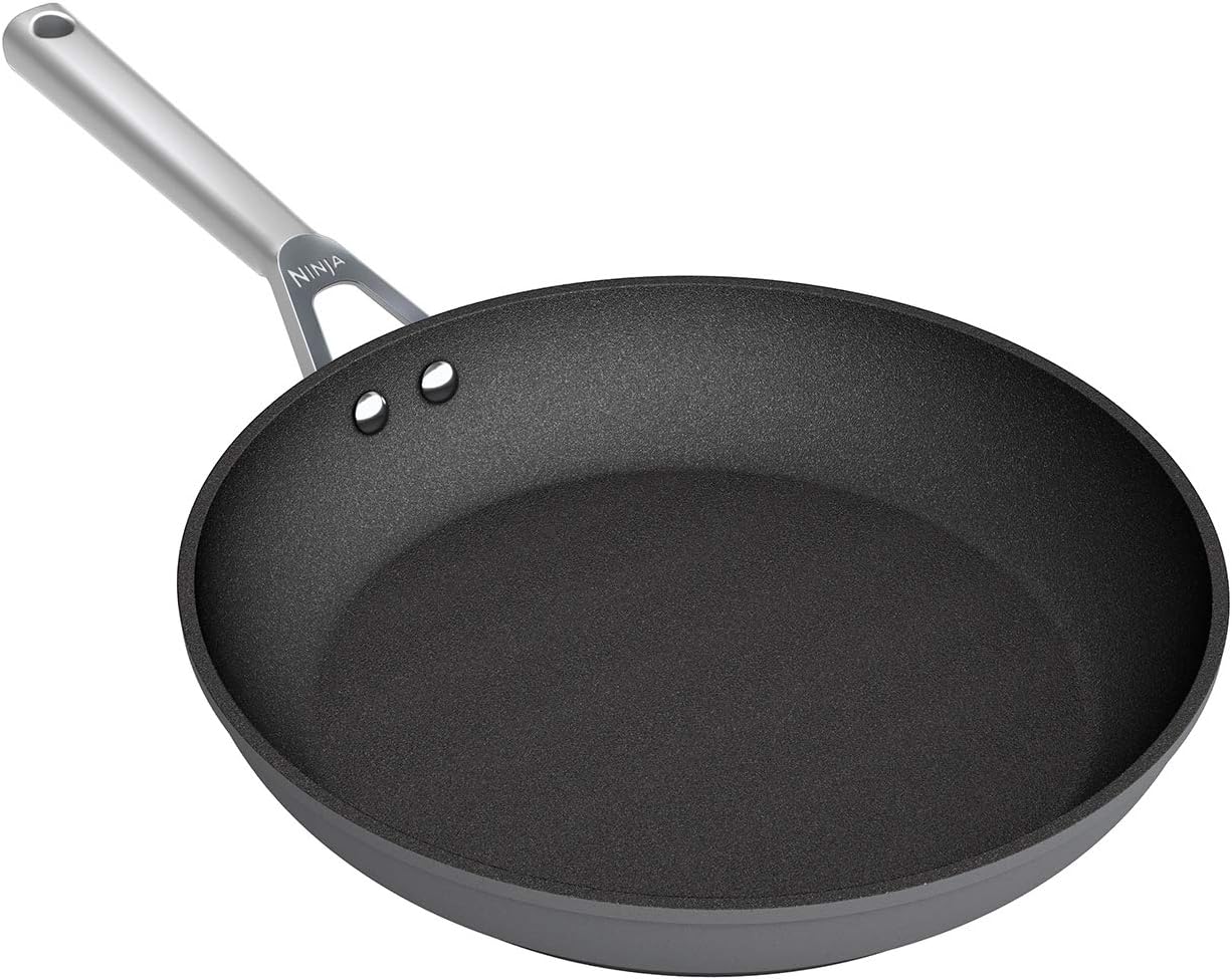 Ninja Foodi ZEROSTICK 26 cm Frying Pan, Durable, Non-Stick Coating, Hard Anodized Aluminum, Suitable for Induction Cookers, Dishwasher Safe, Oven Safe up to 260°C, Stainless Steel Handle, Grey,