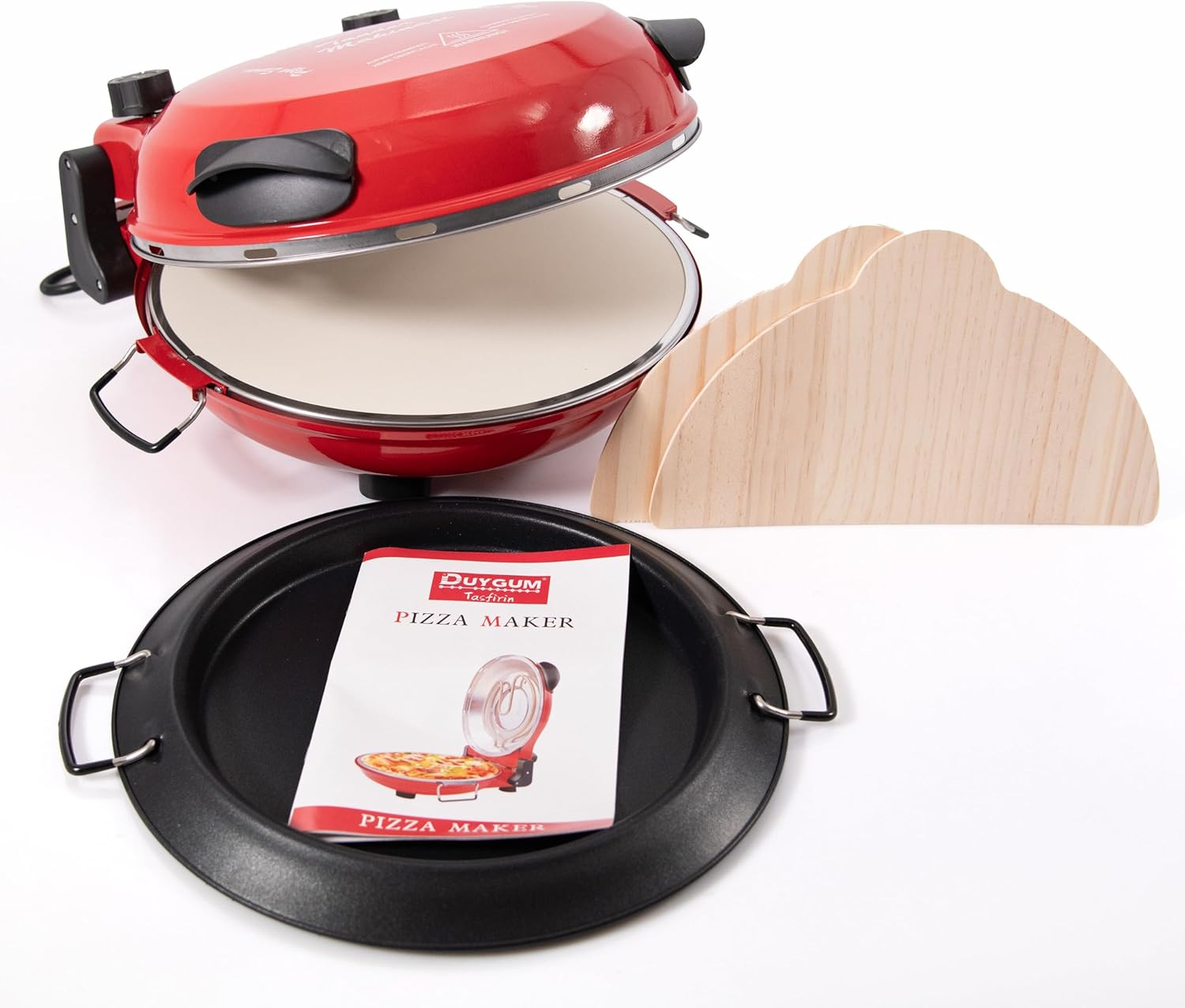 TruWare Just Camp TruWare Electric Pizza Oven up to 400 Degrees Electric Pizza Maker with Pizza Pusher Stone Plate and Baking Tray 32 cm Pizza Stone