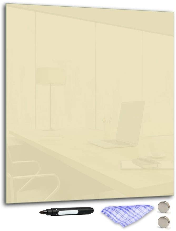 DekoGlas Decorative Glass Magnetic Board 90 X 80 Cm Various Colours With Pen, Cloth 