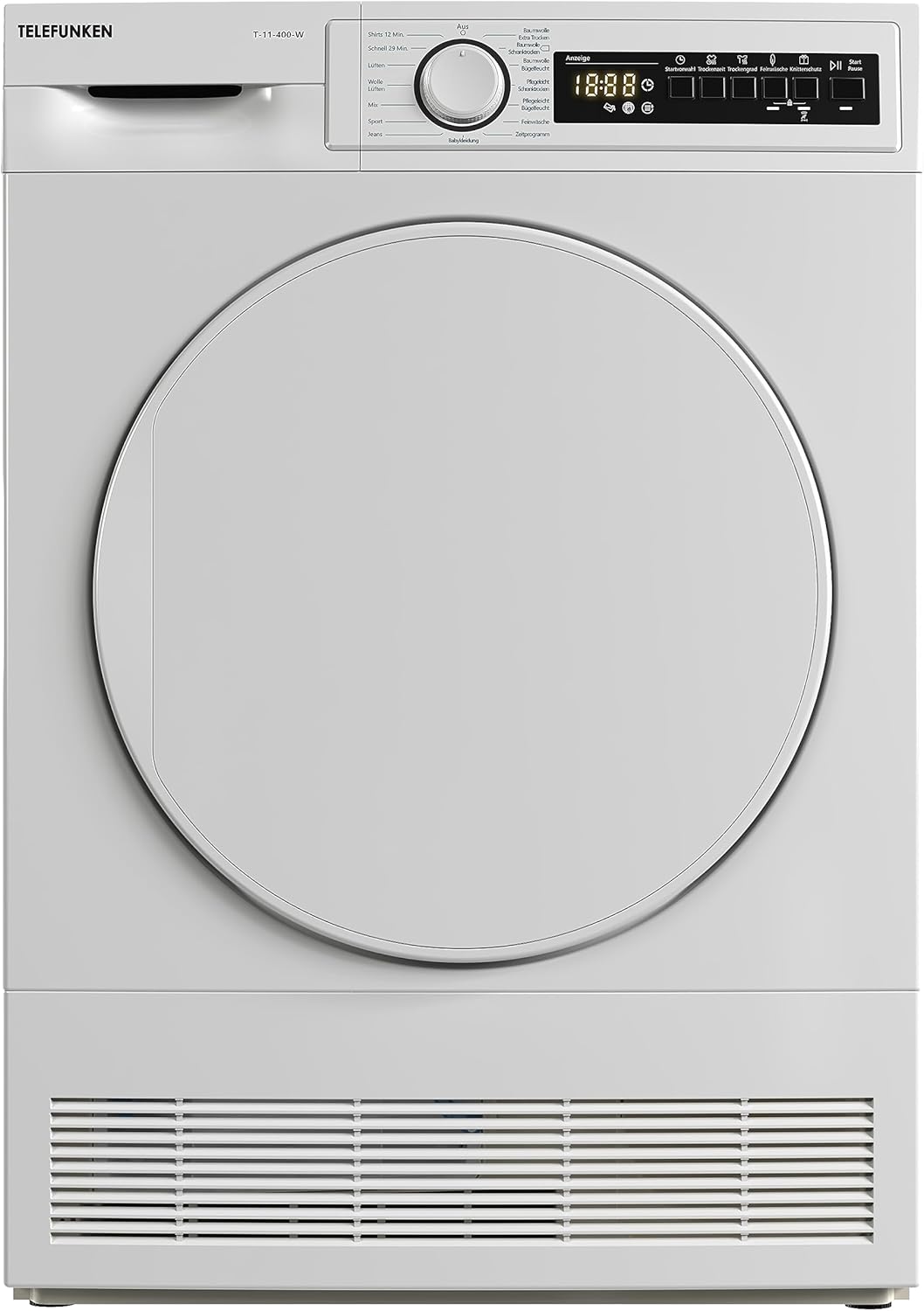 Telefunken T-11-400-W Condenser Dryer / 7 kg Dryer with 15 Programs, Delay Start Time, Wrinkle Protection and Reversing Drum Movements, White