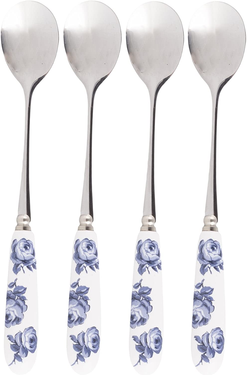 CREATIVE TOPS Katie Alice Vintage Indigo Stylish Stainless Steel Teaspoons with Ceramic Handles Set of 4, 6\"