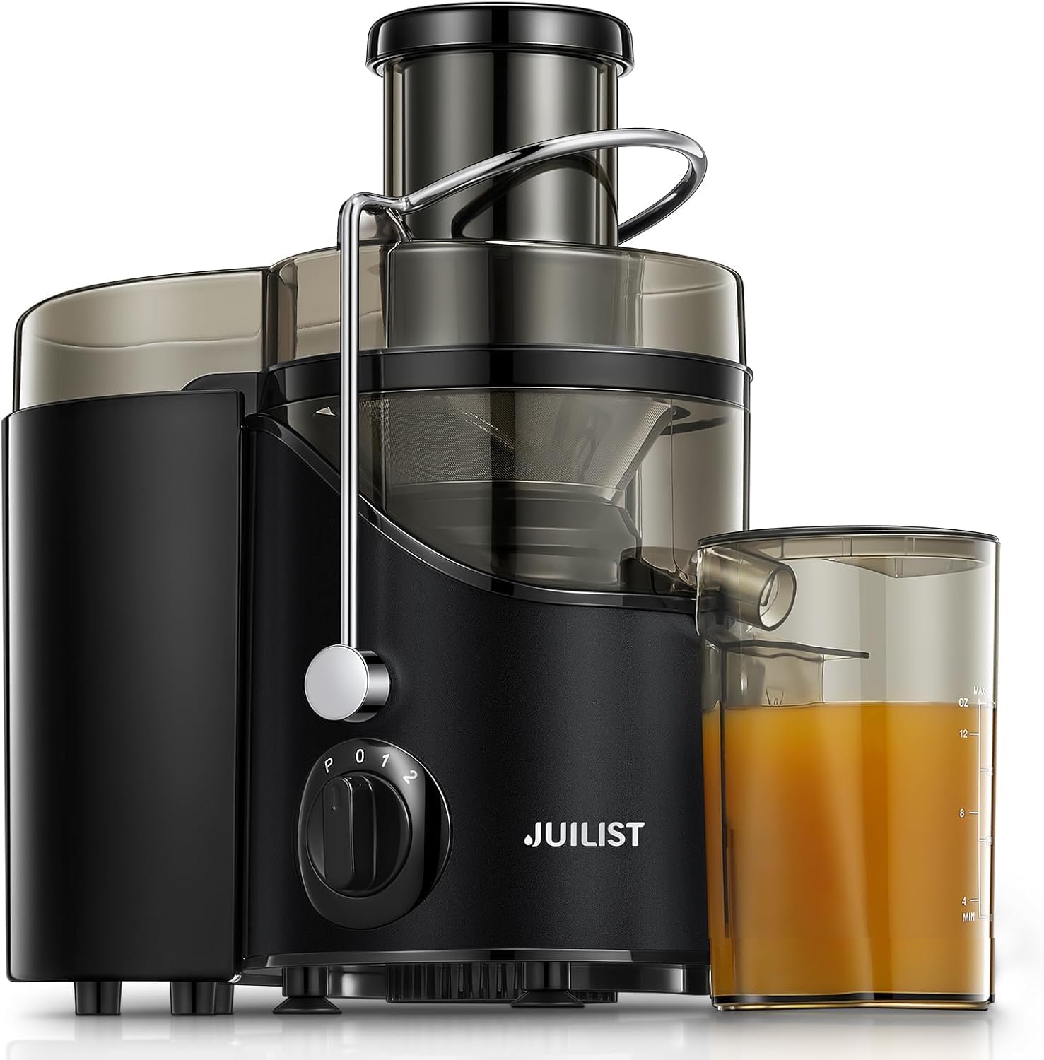 Juicer Vegetables and Fruit, 65 mm Filling Chute, 3 Settings, with Cleaning Brush, Easy to Clean, Black