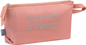 Miomojo cosmetic bag pink \"Less Plastic is fantastic\", 1 pc