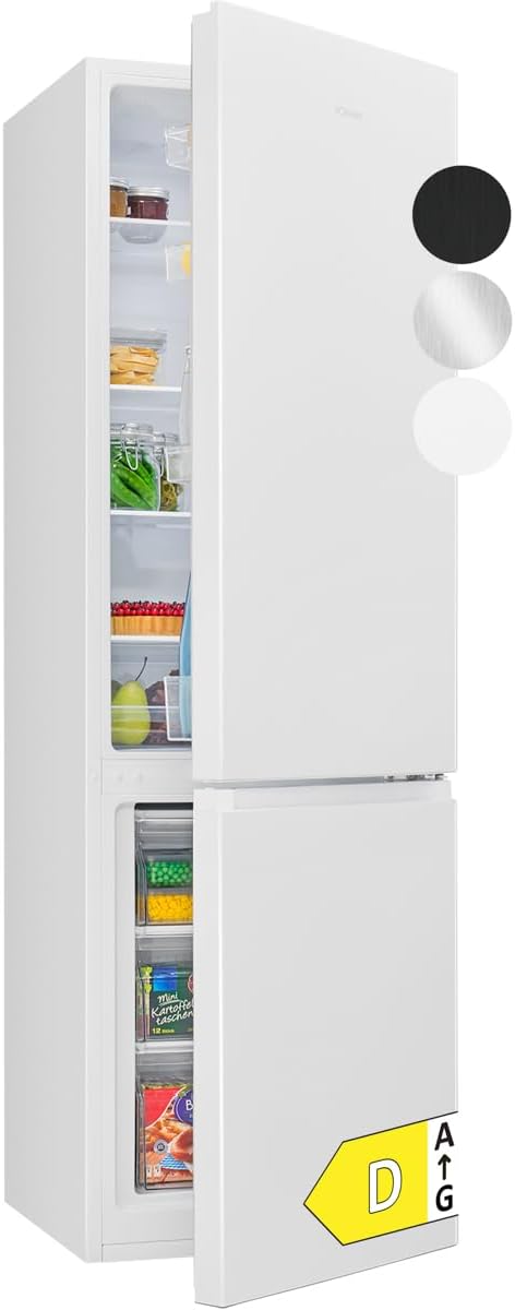 Bomann Fridge with Freezer | Energy Class D | 180 cm | Cool Freezer Combination Quiet 39 dB | 4 Shelves & 3 Drawers | Door Hinge Interchangeable | 269 L Fridge Freezer Combination | KG 184 White