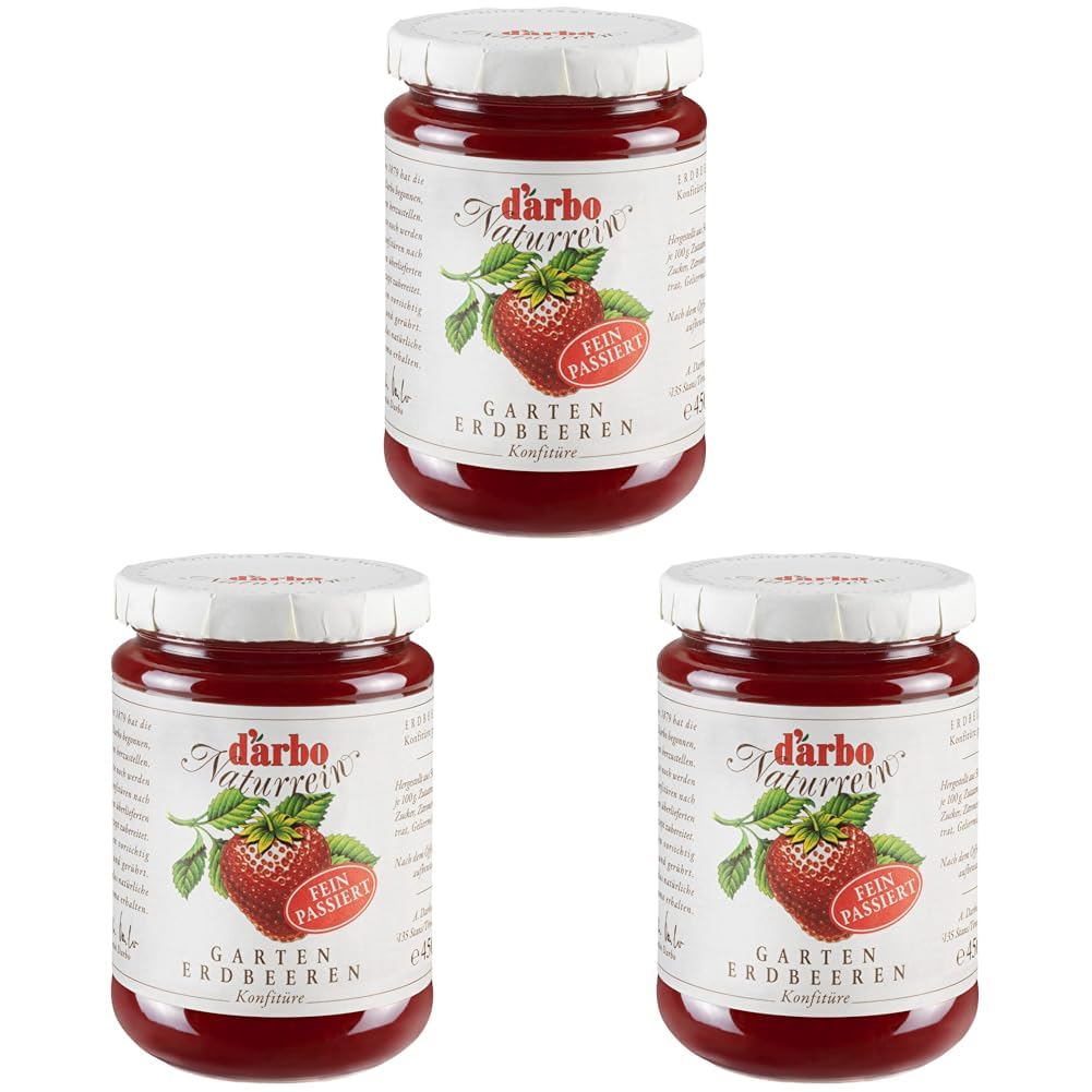 Darbo Naturrein Strawberry Jam Finely Poured 450 g Jar (Pack of 3)