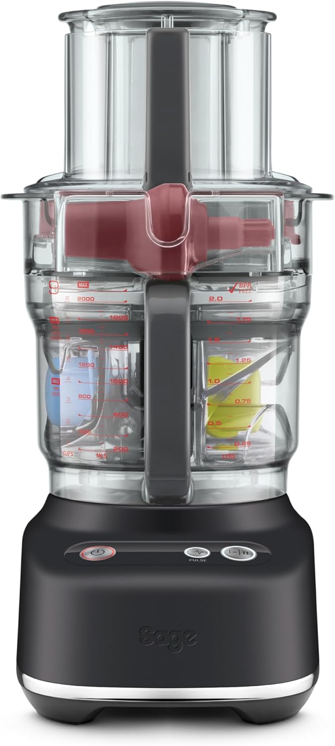 Sage - The Paradice 9 - Food processor including accessory box - Cube, slice, knead, slice, crush, mix - 650W, 1.2 cm feed chute, blender - Black truffle