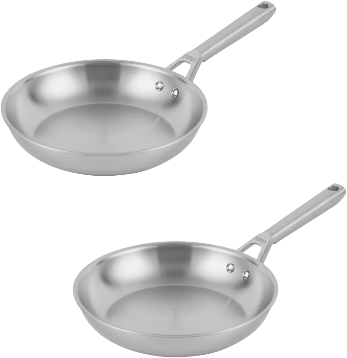 Ninja EverClad C92000EUI 2-Piece Stainless Steel Pan Set, Suitable for All Hobs, Even Induction, Oven Safe up to 300°C, Continuous Induction Base