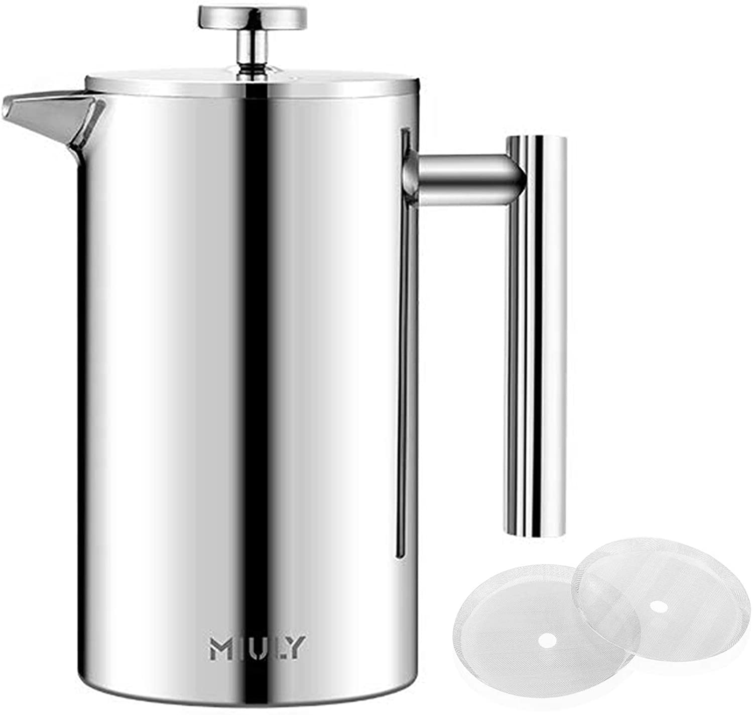 MaxMiuly French Press Coffee Maker 0.35 Litre Small Coffee Maker Double-Walled Stain