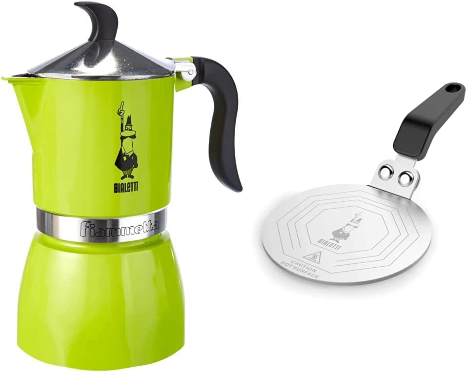 Bialetti Fiammetta Coffee Machine 3 Cups Aluminium Electric Lime & Moka Ind