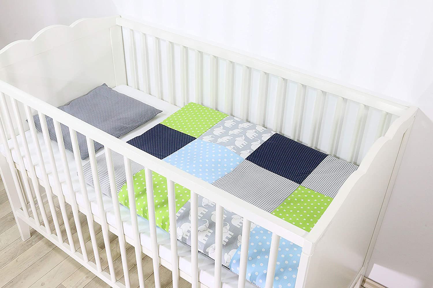 ULLENBOOM ® Baby Bed Linen Personalised Anchor Blue - 2 Pieces (Complete): Personalised Baby Bed Linen 80 x 80 cm & Pillowcase 35 x 40 cm, Embroidered with Name, 100% Cotton