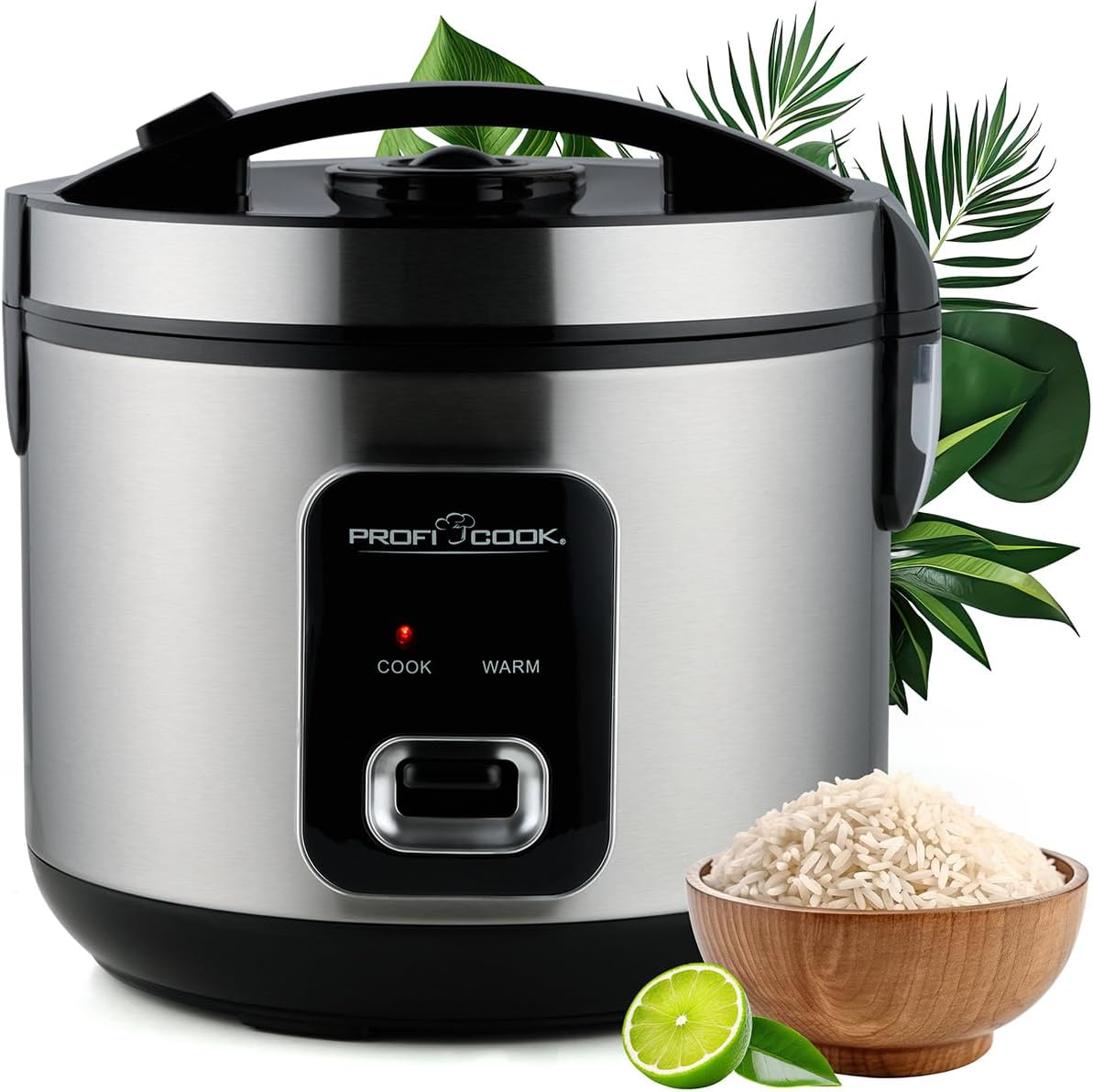 Profi Cook ProfiCook® Rice Cooker for 3 kg Rice | Quick preparation without burning | Warming function | Includes Measuring Cup and Rice Spoon | Rice Cooker with Non-Stick | Rice Cooker with Steamer | PC RK 1285