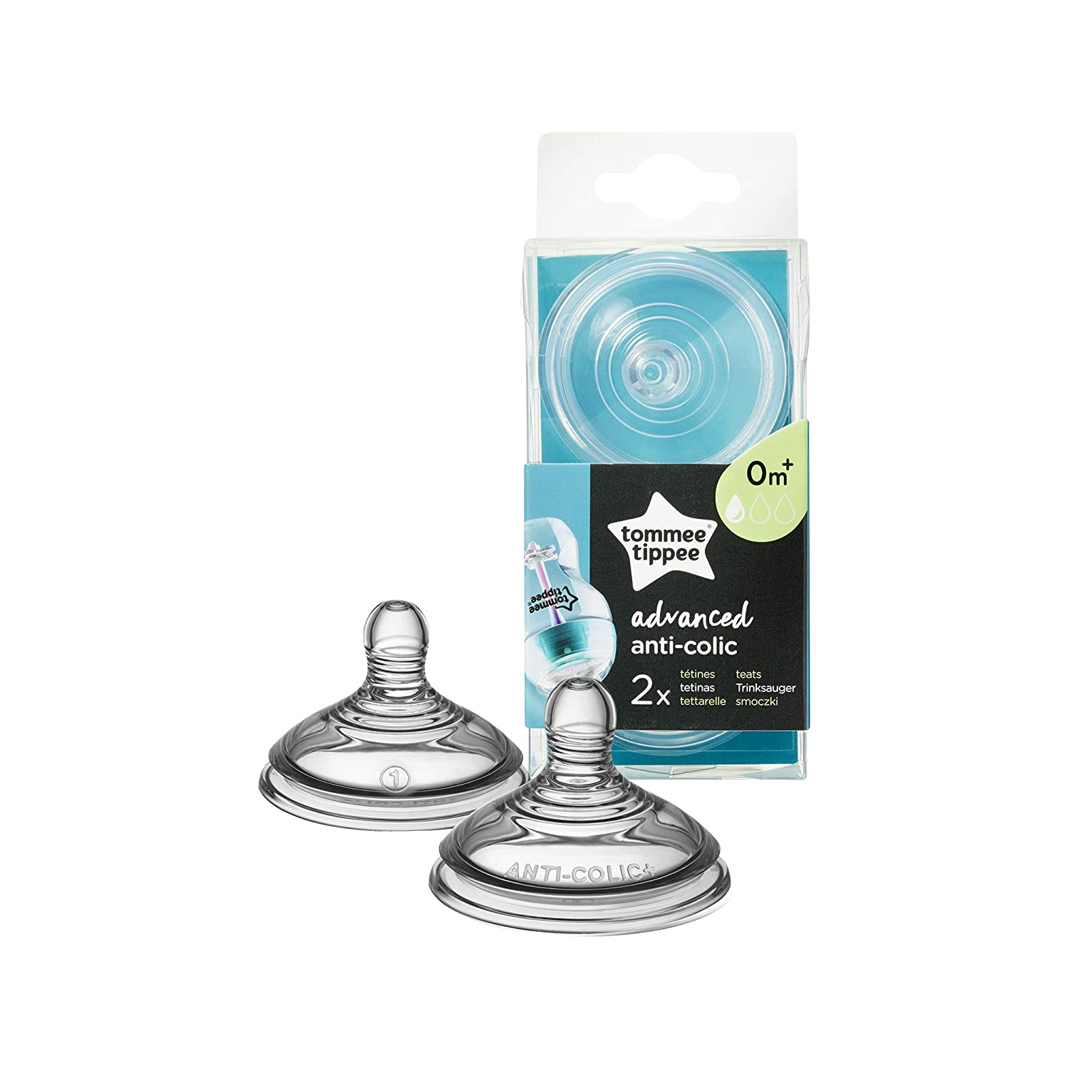 Tommee Tippee Advanced Anti-Colic Teat with Long Slow Feed 0+ Months (2 Pack)
