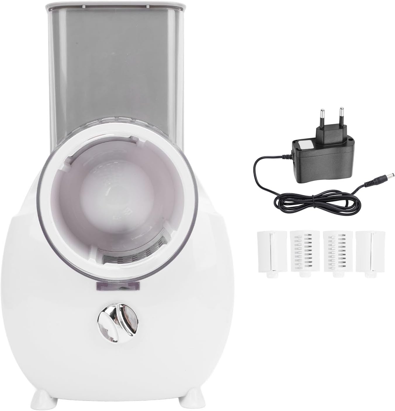 NOENNULL Electric Cheese Grater, Stainless Steel, Electric Salad Machine, Multifunctional Vegetable Shredder, Automatic Salad Machine with 4 Blades for Fruit, Potatoes (EU Plug)