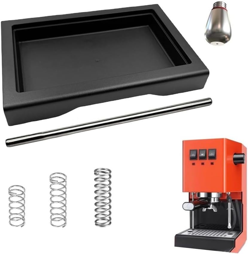 Volakebeing Thin Drip Tray Set with Long Stainless Steel Tube, 6 Bar, 9 Bar, 12 Bar, OPV Spring for Gaggia Classic Pro RI9403 Classic 2019 2020 2021, Easy Installation, ABS Plastic (1 Nozzle)