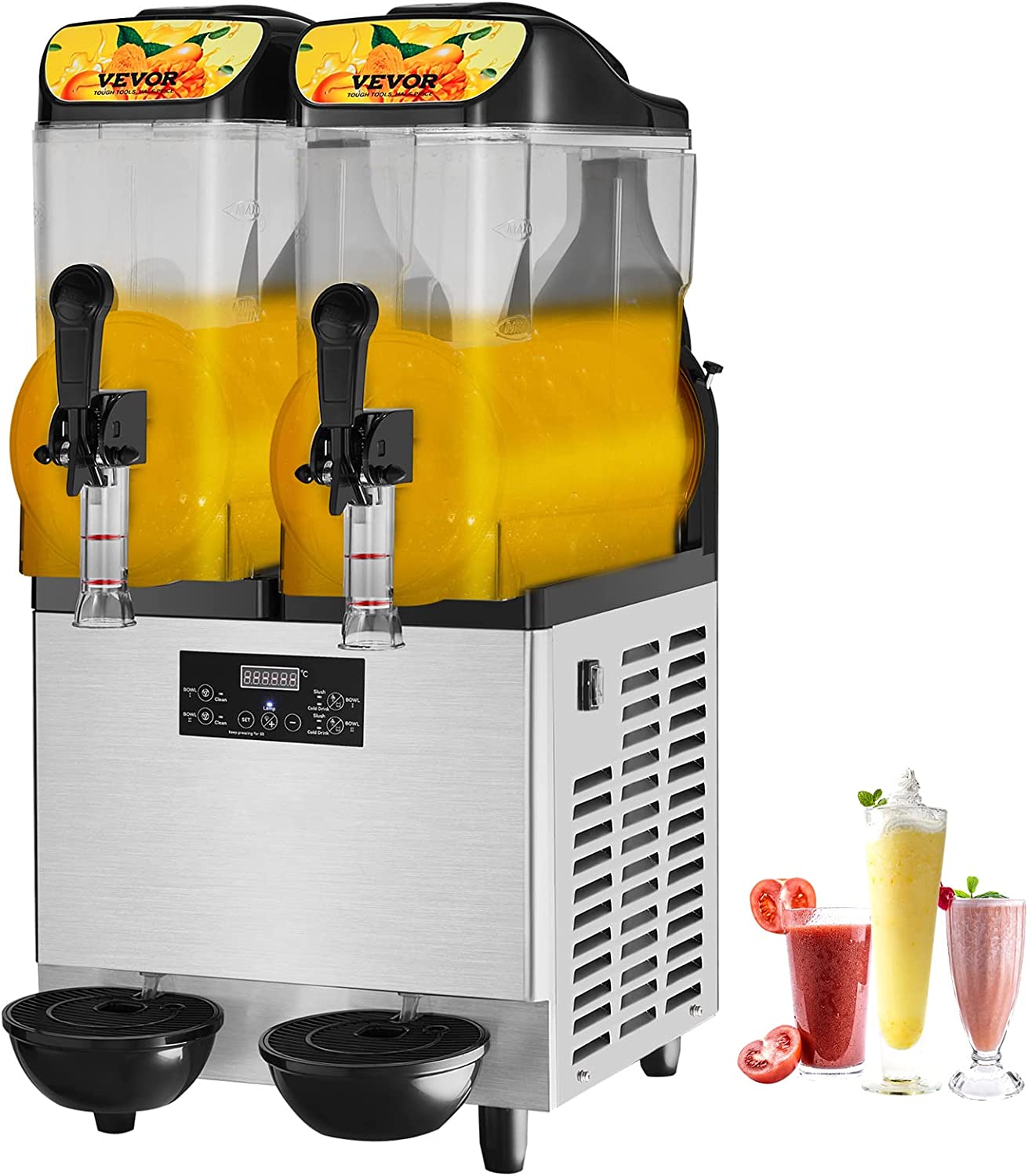 VEVOR Vor Commercial Slushy Machine, 24l Single Bowl, 50 Cups Margarita Machine, 850W Stainless Steel Margarita Smoothie, Frozen Drink Maker, Slushie Machine for Party, Cafe, Restaurants, Bars etc.