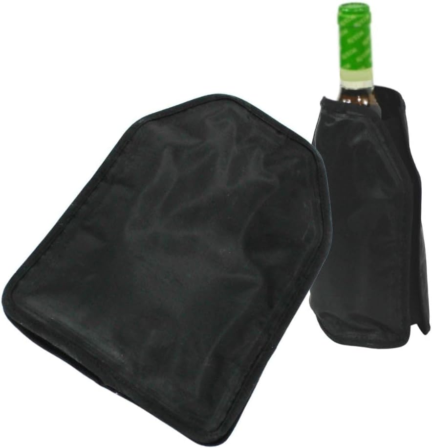 Fackelmann Wine and Champagne Bottle Cooler Sleeve Elastic Nylon Universal Fit Gel Cooling Freezer Safe 22 x 16 cm 1 Piece Black