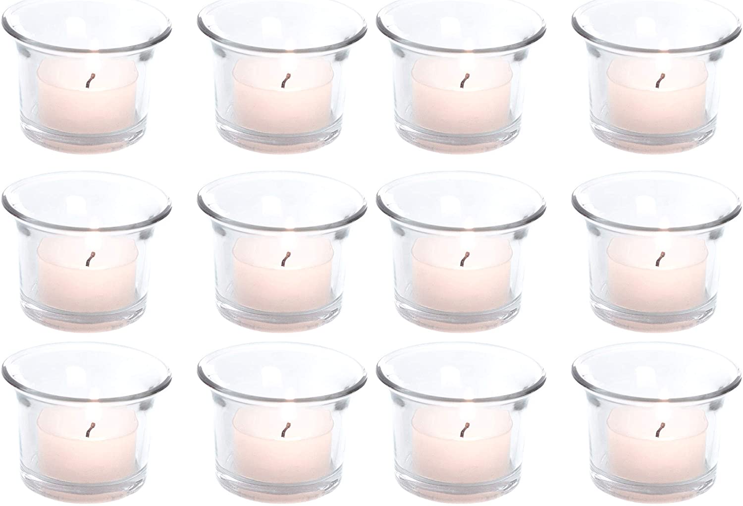 Novaliv 12 Conical Tea Light Glasses 6.5 cm Glass Pot Clear Candle Holder Table Decoration