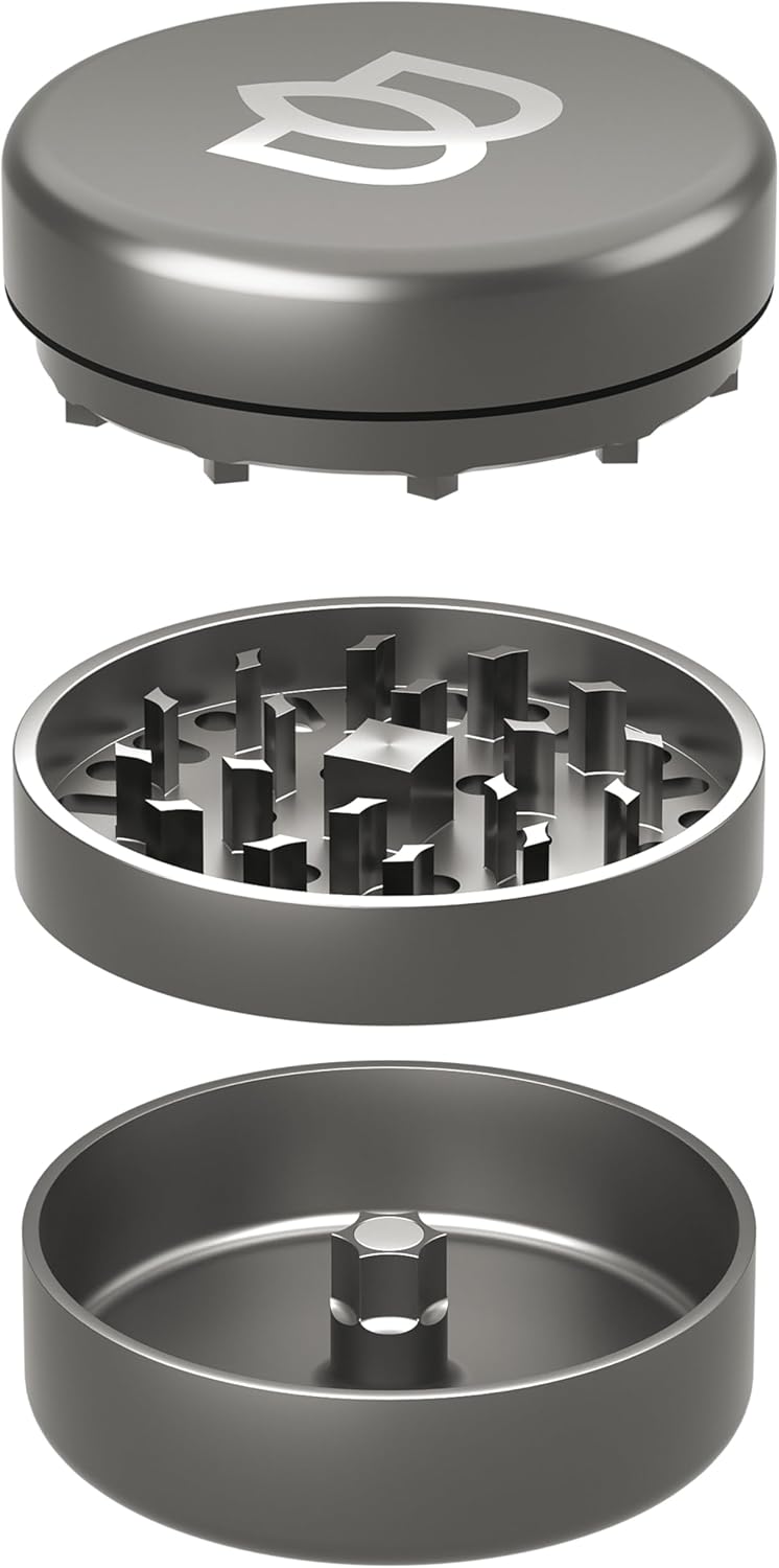 Bloomint Titan Premium Grinder Metal 62 mm, Crusher Corrosion-Free and Durable, Metal Grinder 3 Pieces, Extra Sharp