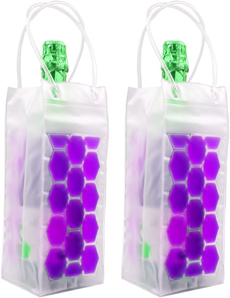 2 Pack Wine and Beer Bottle Cooler Bag, Instant Cooling and Keep Your Drink Cold, Keep Cool and Fresh, Champagne and Wine (Purple)