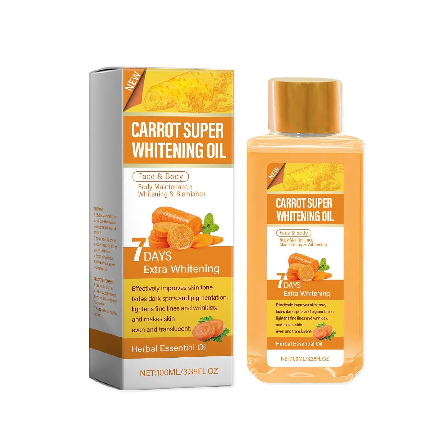 Generic Body Oil Vitamin C Body Oil Corrector Body Oil Vitamin C 7 Days Body Oil Vitamin C for Moisturising and (Orange, 4.3 x 3.6 x 11.5 cm)