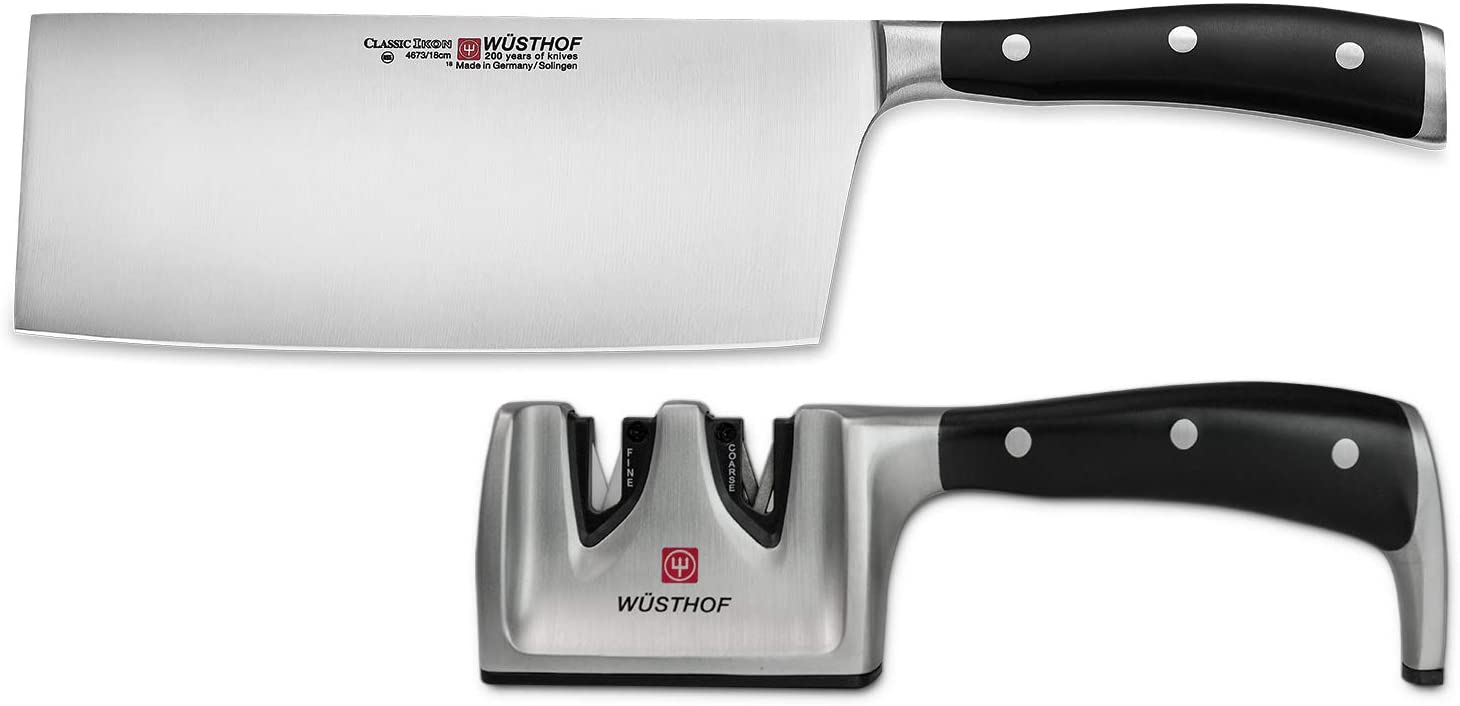 Wusthof Wüsthof Messersatz 2-teilig, Classic Ikon (9283), Chinesiches Kochmesser 18 cm, Messerschärfer mit 2 Stufen